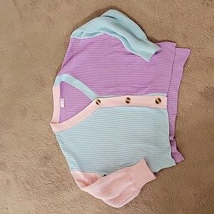 Pink Lily oversize small button up cardigan sweater light pink, purple, blue